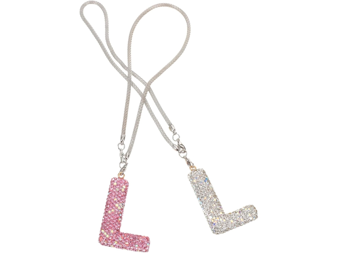 Pingente De Duas Letras Para Espelho Retrovisor Carro, Com Strass Brilhante.