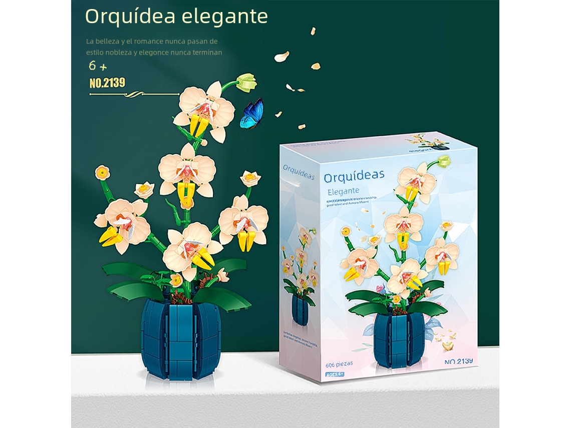 Buquê de Orquídeas Blocos de Montar Bonsai Modelo Romântico Brinquedo Diy MDUG (estilo 1)