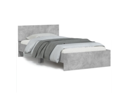 Vidaxl Estrutura Cama C/ Cabeceira/luzes Led 100x200 Cm Cinza Cimento