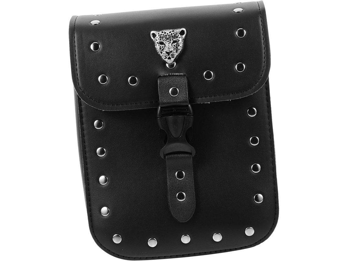 Bolsa Lateral Impermeável E Leve, Fácil De Instalar, Em Couro Pu Preto, Grande.