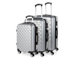 Conjunto de Malas Rígidas ITACA Diamond Prata Abs 49 5X77 5X27 Cm 91L