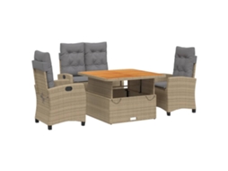Garden Dining Set, Garden Dining Sets Vidaxl Bege Rattan / Vime (110 Cm Table Length)