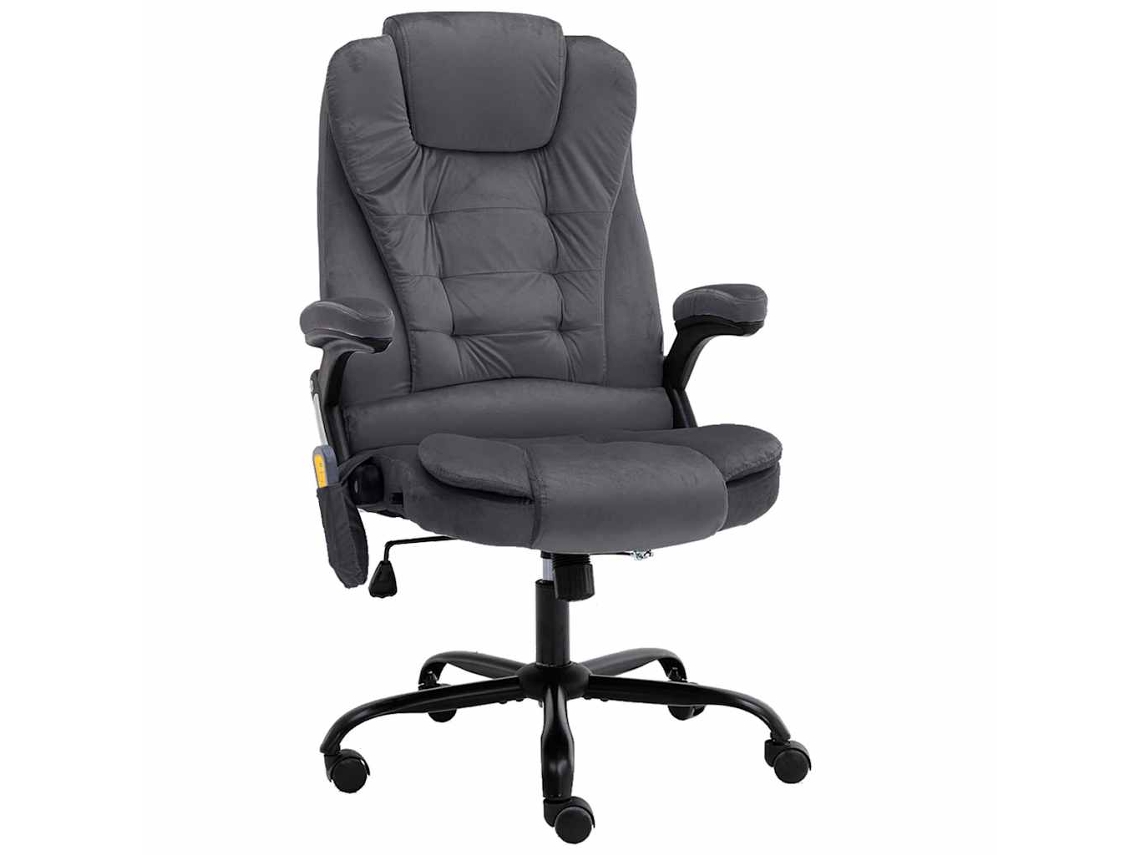 Vidaxl Cadeira Escritório C/ Função De Massagem Veludo Cinzento-escuro
