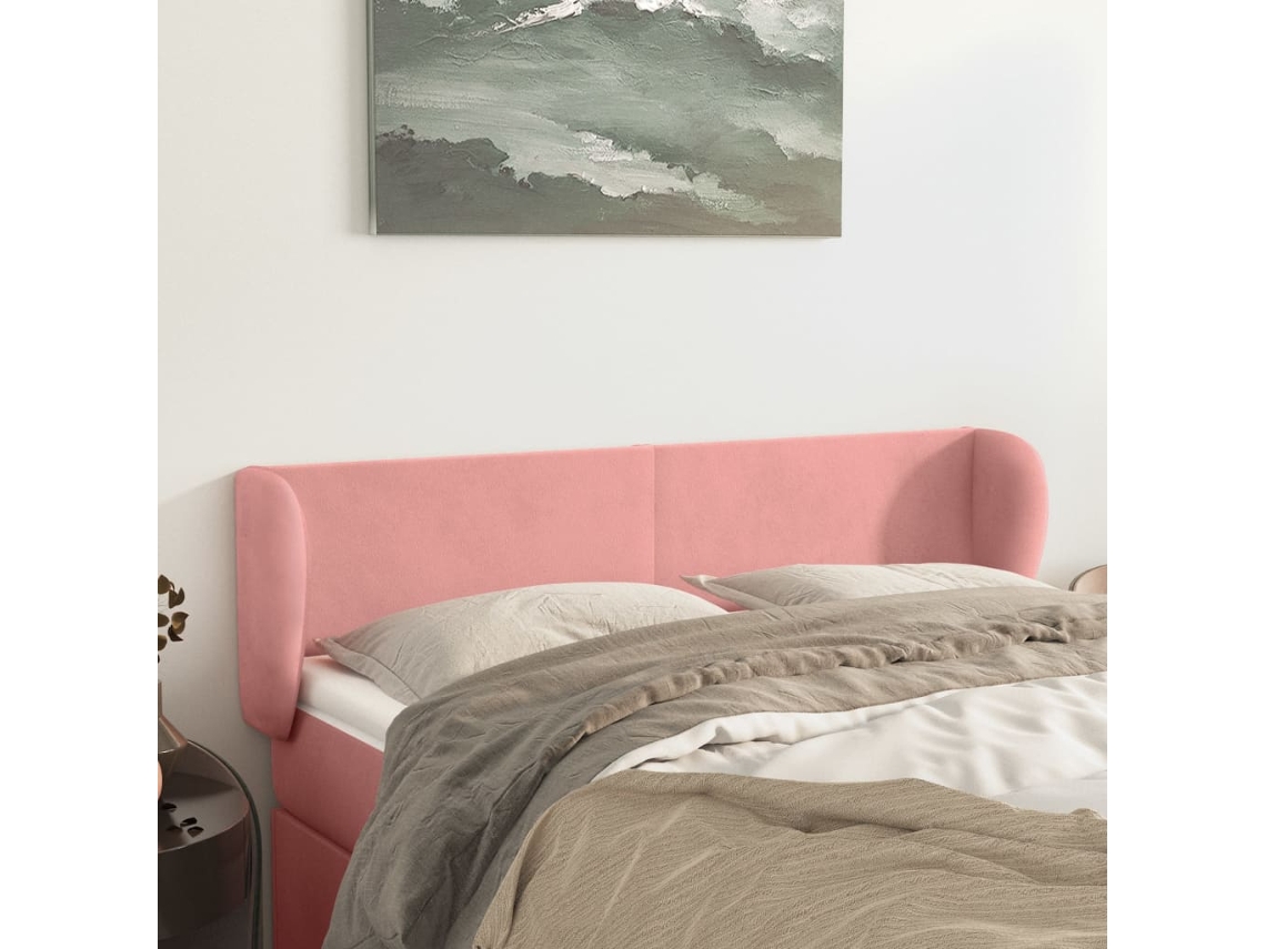 Vidaxl Cabeceira De Cama C/ Abas Veludo 147x23x78/88 Cm Rosa