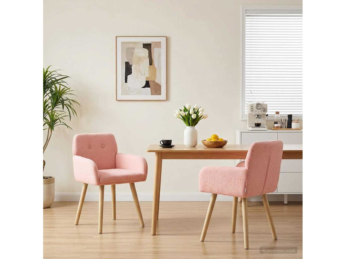 Vidaxl Cadeiras De Jantar 2 Unid. Bouclé Rosa 59 X 57 X 85 Cm