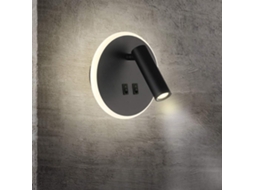 Luminária De Parede Led Para Quarto,corredor Ou Hotel Com Interruptor,3w 9w,preto Btforus (redonda)