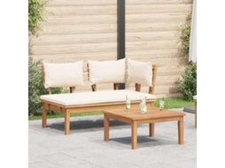 Vidaxl Conjunto De Banco E Mesa De Jardim 2 Unid. Creme E Marrom