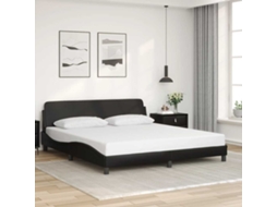 Vidaxl Estrutura De Cama Dover 180x200cm Couro Artificial Preto