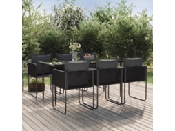 Vidaxl 7 Pcs Conjunto De Jantar Para Jardim Preto