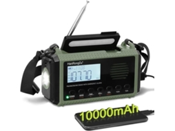 BATERIA EXTERNA 16000MAH, SOLAR, RÁDIO AM/FM/WB, PREVISÃO, LANterna LED, LARANJA AQUAFORGE