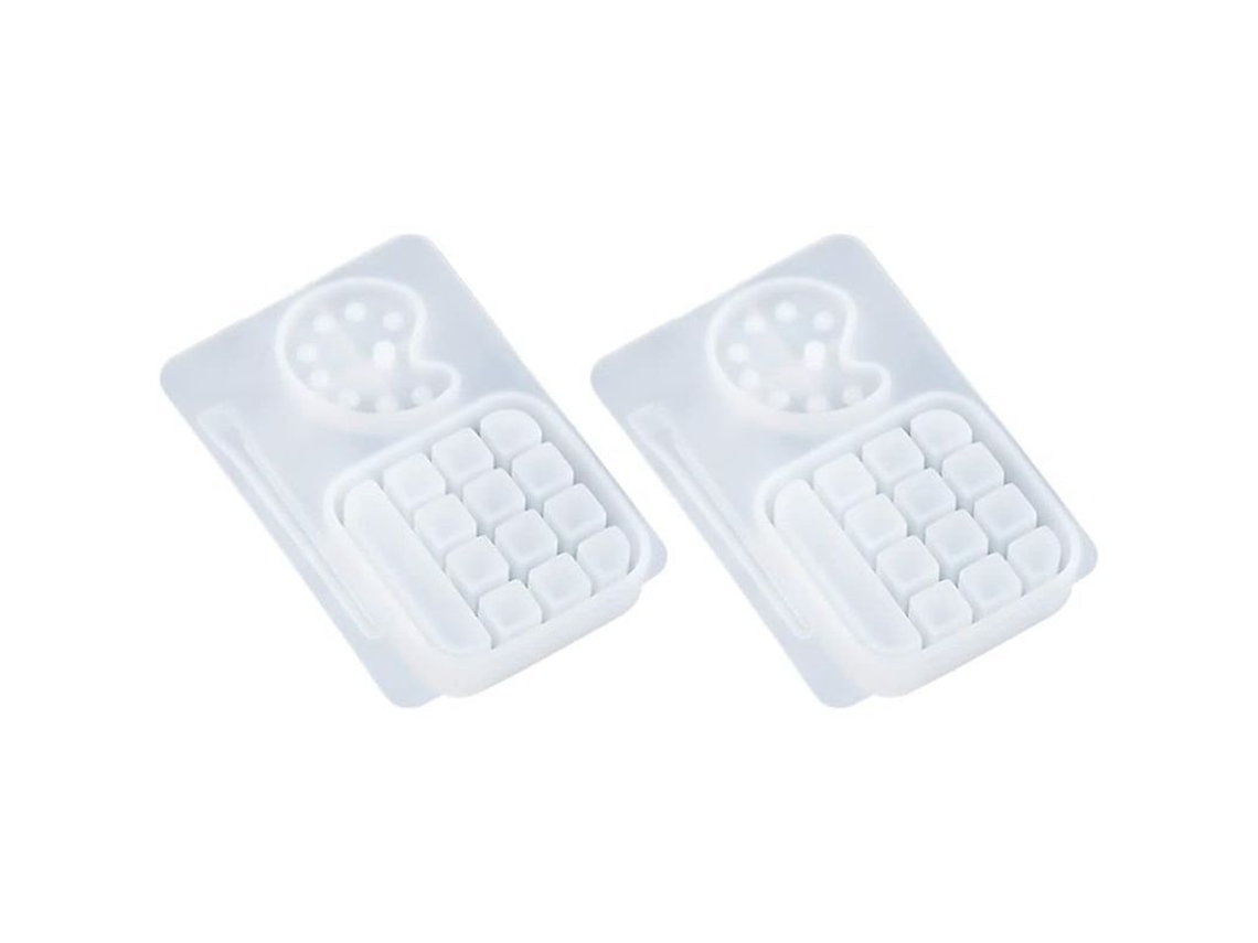 Rebe-2 Moldes de Silicone para Mini Paleta de Pintura, Caixa e Prato para Resina Epóxi, Ideal para Artesanato, Joias e Materiais DIY (Branco)