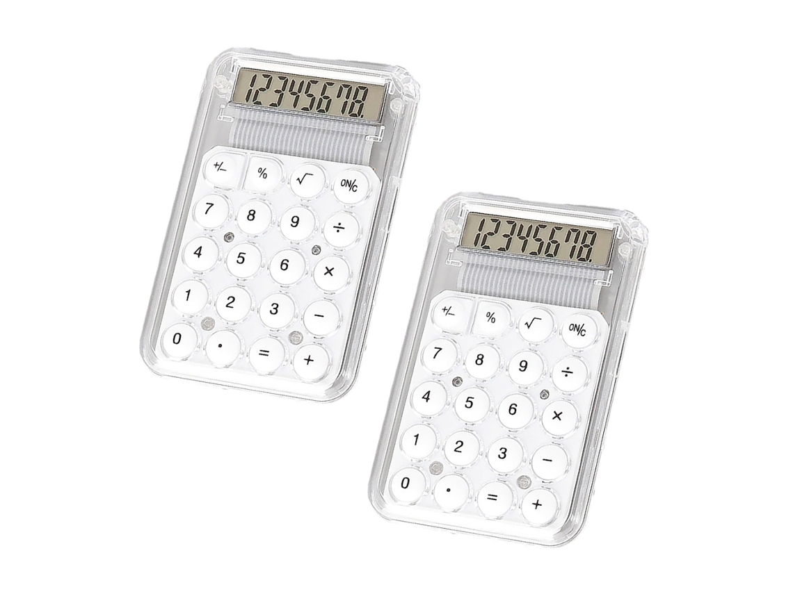 Calculadora Eletrônica Widescreen Silenciosa Com 2 Peças E Display De 8 Dígitos Para Estudantes, Branca Slowmoose