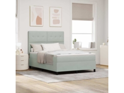 Vidaxl Cama Box com Cabeceira Cinzento claro 140 X 190 Cm Veludo