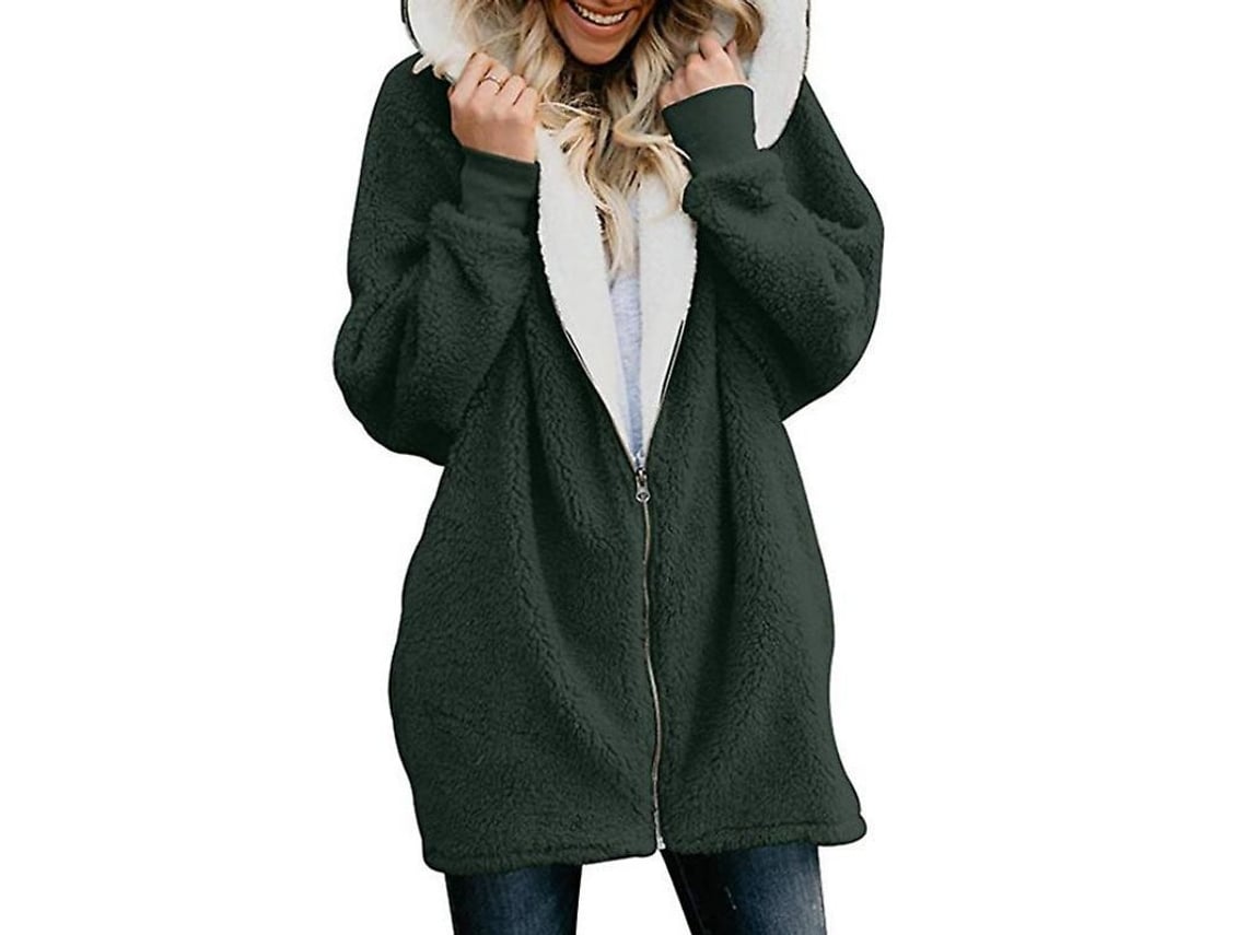 2026 abrigo para Mulher com Capuz Fluffy Forro Polar Jaqueta Exterior