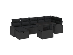 Conjunto 8 Móveis De Jardim Vidaxl Preto Vime Pe (100 X 55 X 73 Cm)