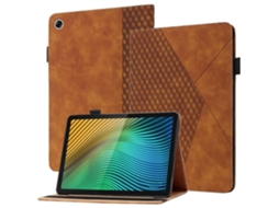 Capa De Couro Para Tablet Oppo Realme Pad Com Estampa De Losangos, Formato Horizontal, Com Compartimentos Para Cartões E Suporte.