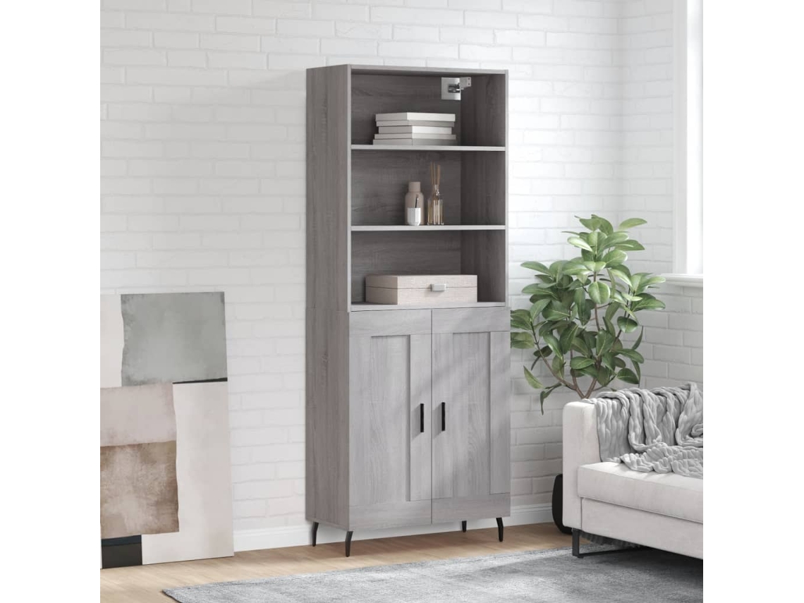Vidaxl Armário Alto 69,5x34x180 Cm Derivados De Madeira Sonoma Cinza