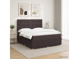 Vidaxl Cama Box Com Led E Colchão Marrom Escuro 140 X 190 Cm Tecido