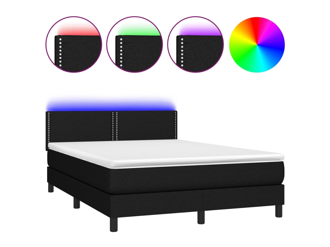 Box Spring Bed, Box Spring Beds Vidaxl Preto Tecido (140 X 190 Cm)