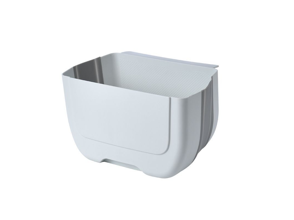 Cubo de lixo dobrável pequeno, 3L, cinza, montado na parede