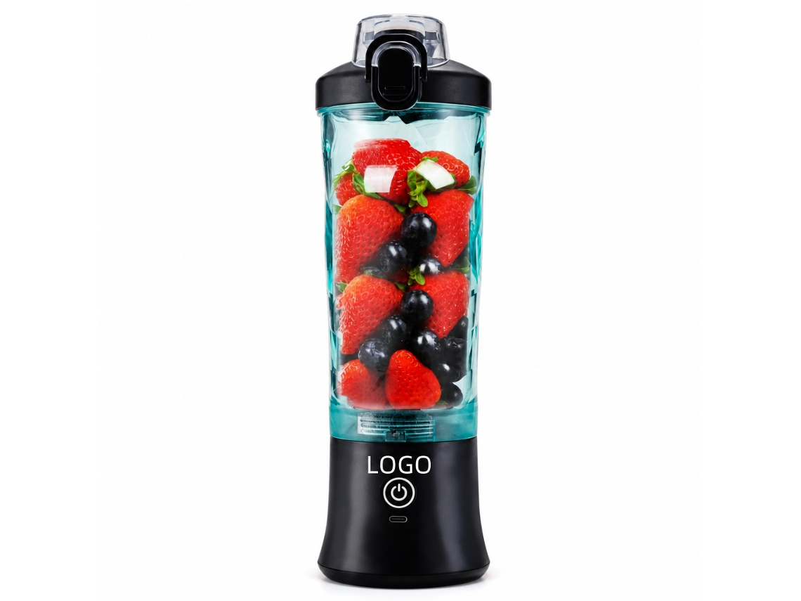 Liquidificadora Portátil Elétrica Recarregável Preta, Copo Para Smoothies E Sumo Com Trituração De Gelo