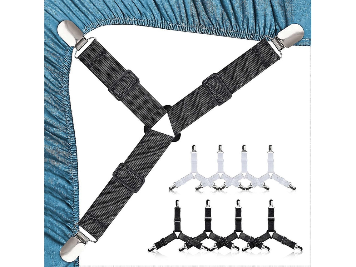 Suporte Para Lençóis, 8 Faixas Elásticas Ajustáveis ​​para Lençóis Com Clipe De Colchão Forte, Clipes De Lençóis Fáceis De Instalar Para Roupa De Cama