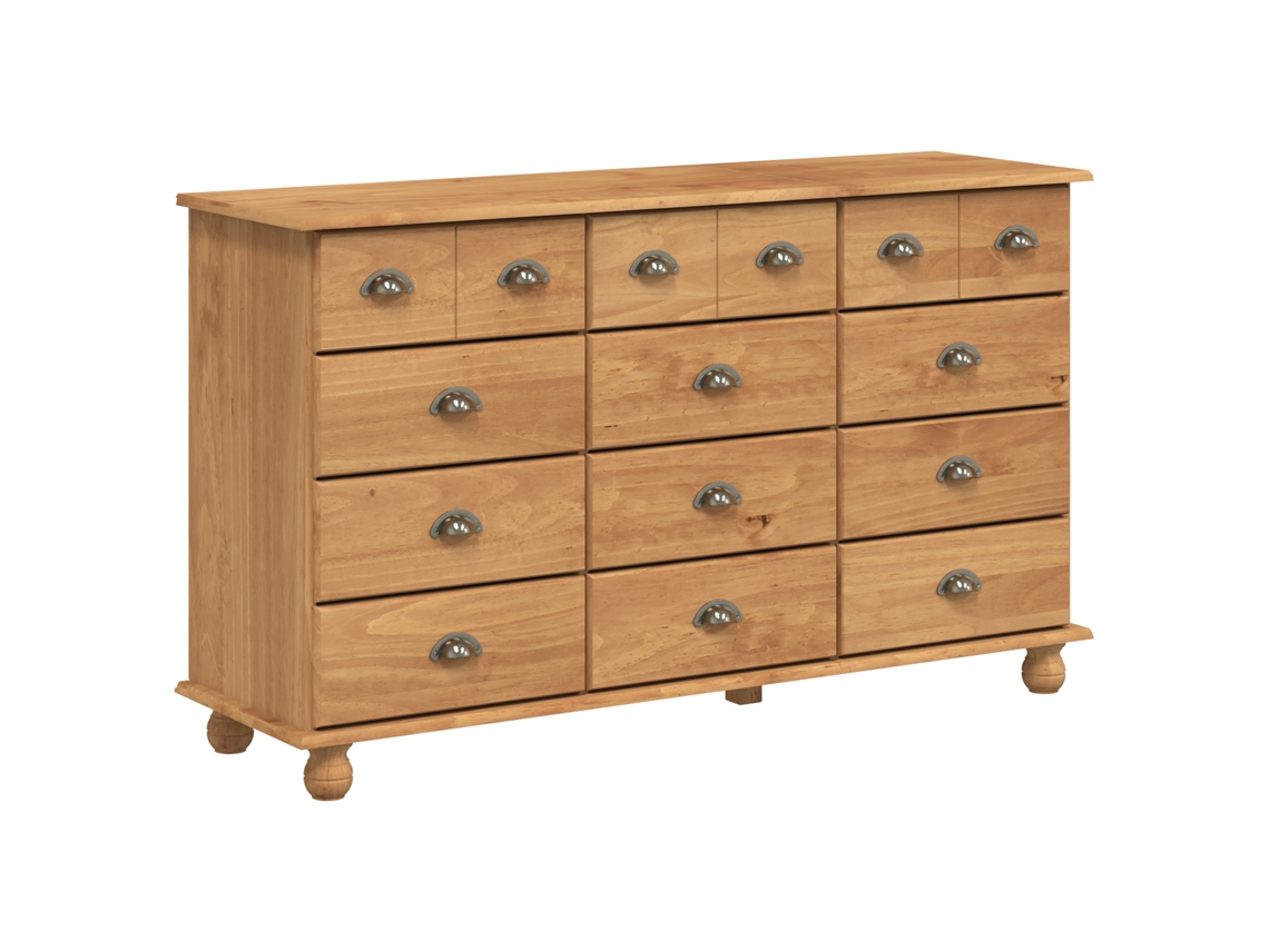 Conjunto 1 Unidade De Gavetas Moderna Vidaxl Castanho Madeira De Pinho Maciça (79 X 40 X 133,5 Cm)