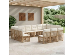 Vidaxl Conjunto De Sofás Para Exterior Natural E Branco Creme