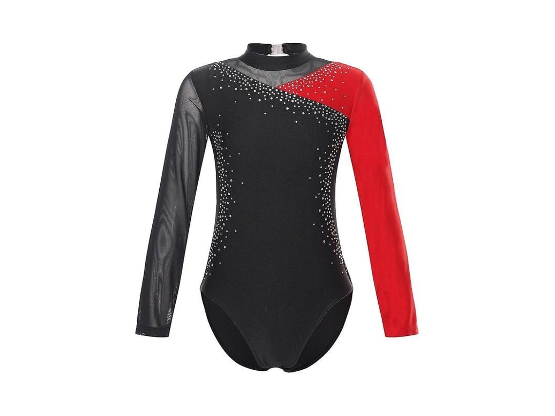 2026 traje de Ginástica Rítmica para Adolescentes com Mangas Longas, Dança Balé Yoga Patinação, Bloco de Cor de Poliéster