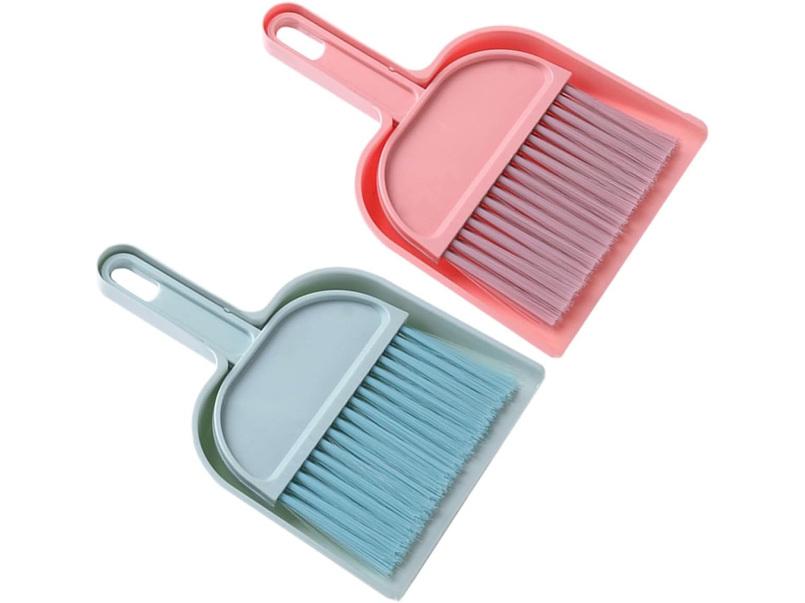 Conjunto Com 2 Mini Vassouras E Pás De Lixo Para Mesa