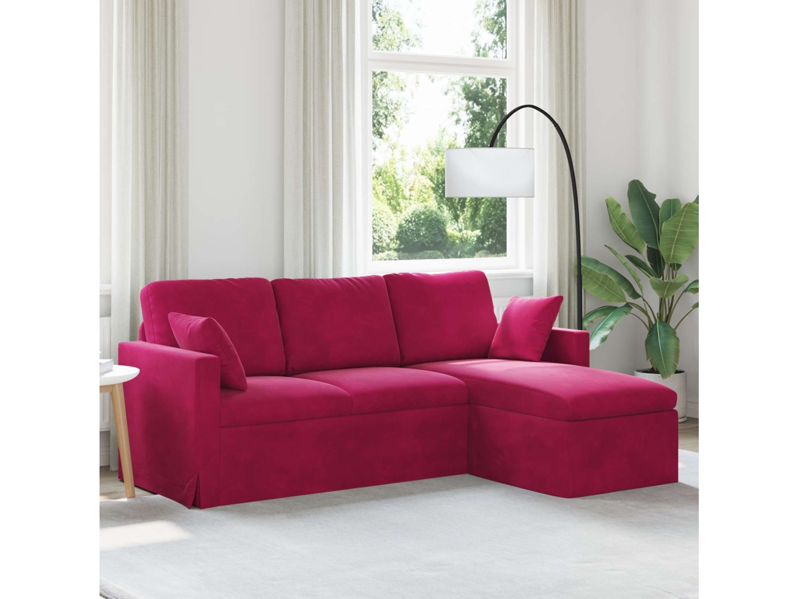 Vidaxl Sofá Vinho Vermelho 198 X 134 X 80 Cm Veludo
