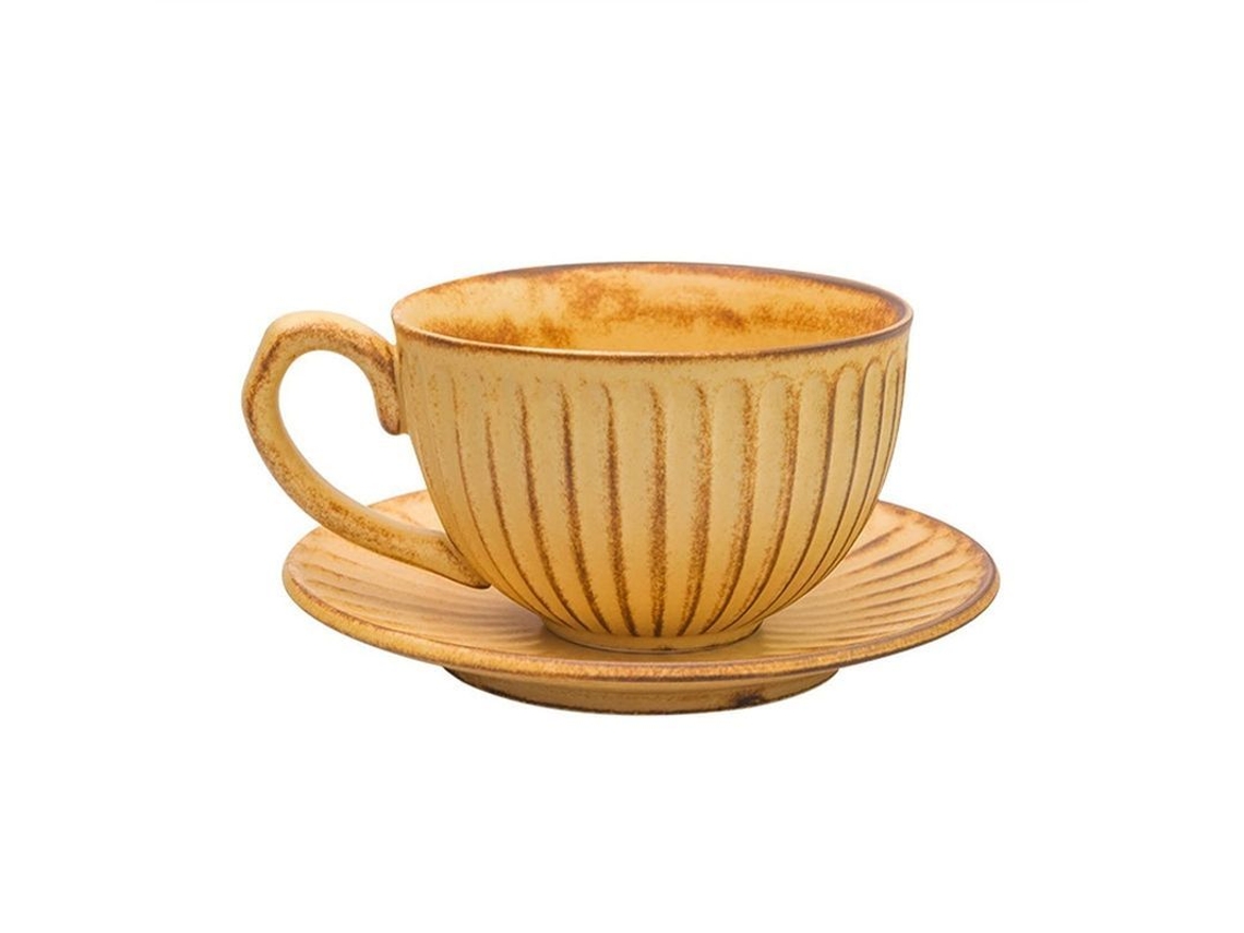 Rebe - Conjunto de xícara e pires de porcelana fina estilo europeu para café e chá com leite.
