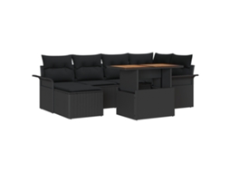 Conjunto 7 Móveis De Jardim Vidaxl Preto Vime Pe (100 X 55 X 73 Cm)