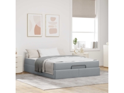 Vidaxl Estrutura De Cama Com Colchão 2 Unid. Cinzento-claro Tecido