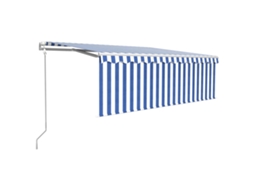 Toldo automático c/ estore/LED/sensor de vento VIDAXL azul/branco (4x3m)