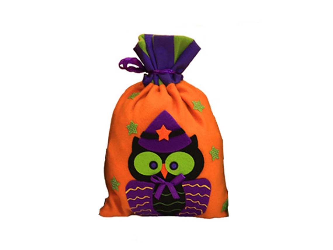 Bolsa De Linho Halloween Com Doces E Elemento Coruja