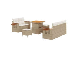 Maison Exclusive - Conjunto De Sofá De Jardim 10 Pcs Bege E Creme Vime Pe