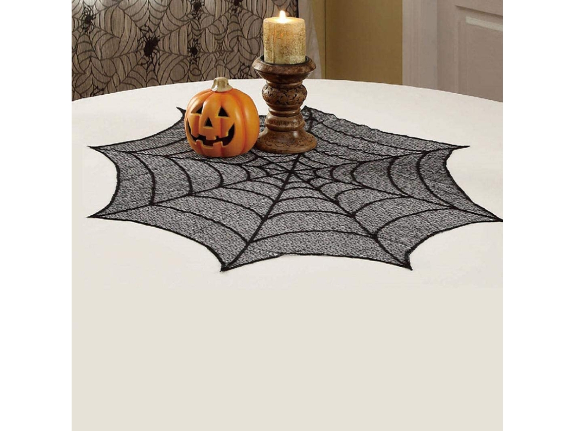 Toalha de Mesa de Halloween (Design Aranha Preta Teia, Estilo Ocidental, 30 Polegadas de Diâmetro) Eoocoo