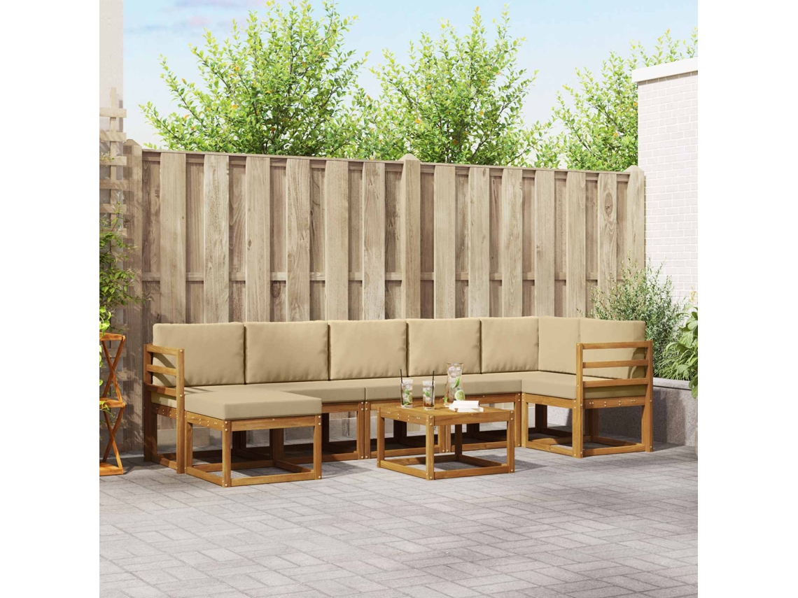 Vidaxl Conjunto De Sofás Para Exterior 8 Unid. Natural E Bege