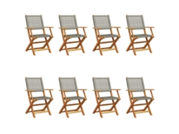 Maison Exclusive - Cadeiras De Jardim Dobráveis 8 Pcs Vime Pe/madeira Maciça Cinza