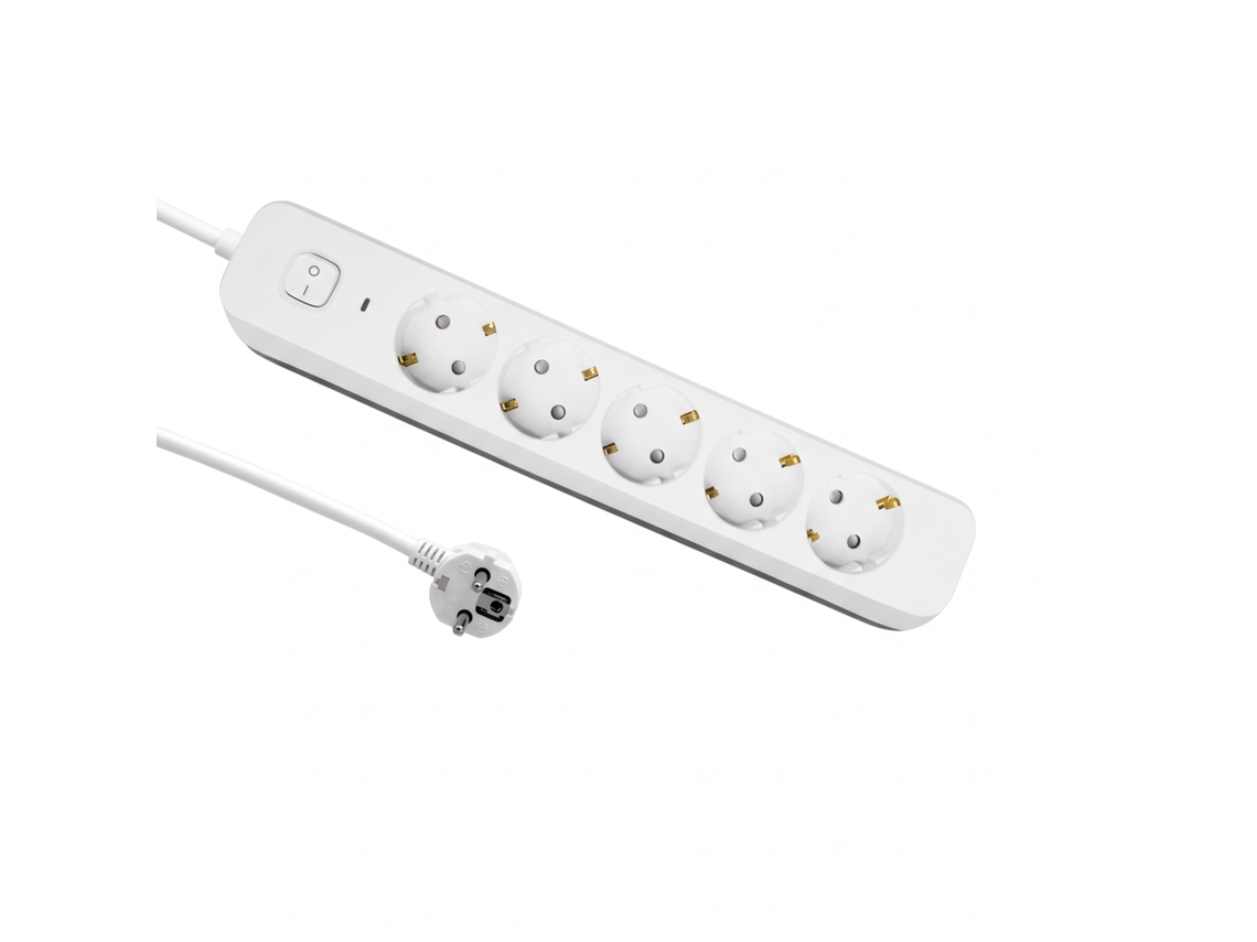 Extensão Elétrica Abrila Dalton 5 Tomadas 3 M Branco / Cinzento Com Interruptor