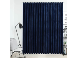 Vidaxl Cortina Blackout Com Ganchos 290x245 Cm Veludo Azul-escuro