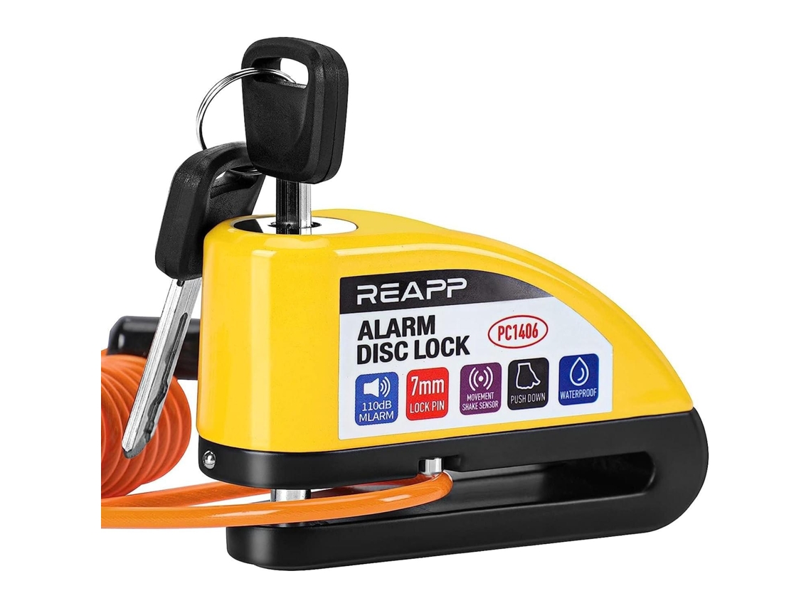 Alarme De Cadeado De Disco De 110 Decibéis, Com Cabo E Estojo De Transporte.