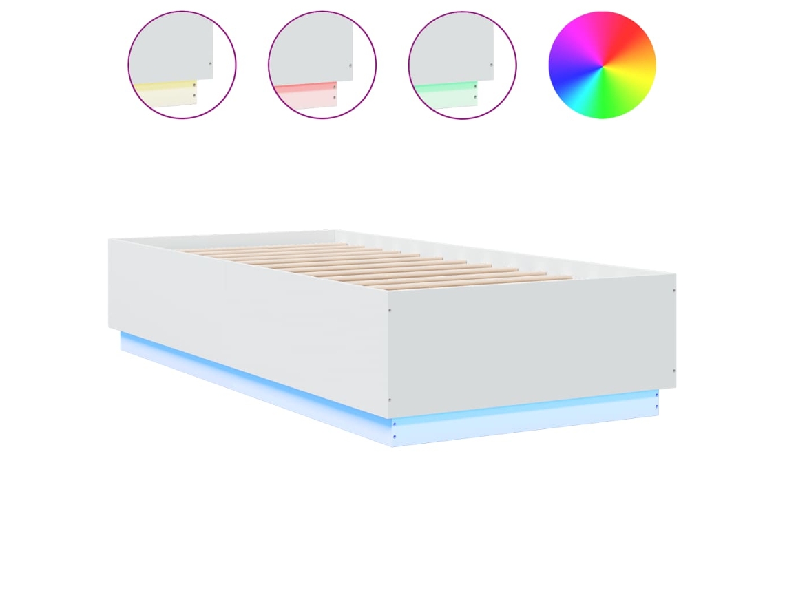 Estrutura Cama com Luzes Led Derivados Madeira Branco 100x200 cm MAISON EXCLUSIVE