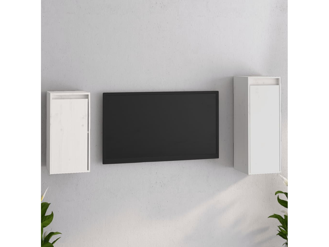 Vidaxl Móveis De Tv 2 Pcs Madeira De Pinho Maciça Branco