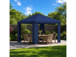 Vidaxl Gazebo 3 X 3 M Azul Poliéster E Aço 190 Gsm