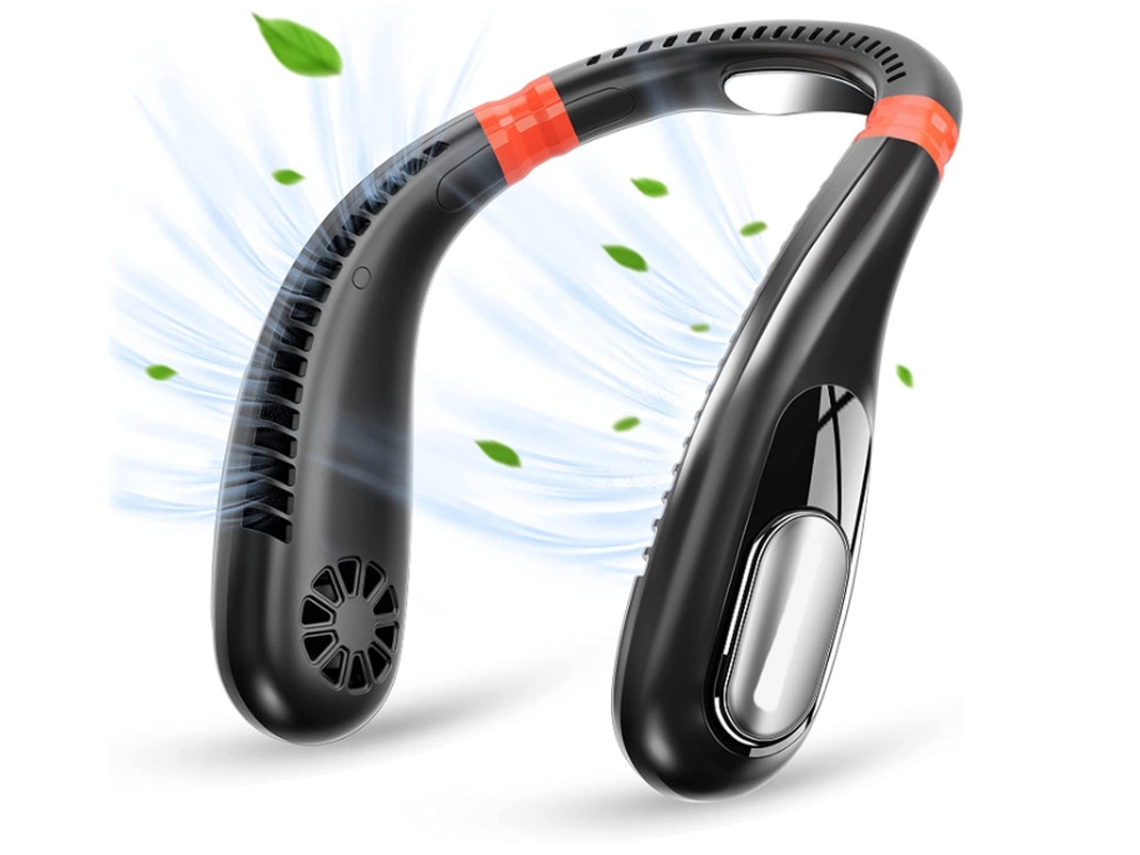 Ventilador de Pescoço Portátil, Ventiladores Pessoais Recarregáveis de 6000mah Ventilador Portátil de Resfriamento de 360° Yizhood (preto)