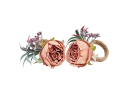 2pcs Fivela de Guardanapo com Flor Artificial para Mesa Rosa | S/MARCA