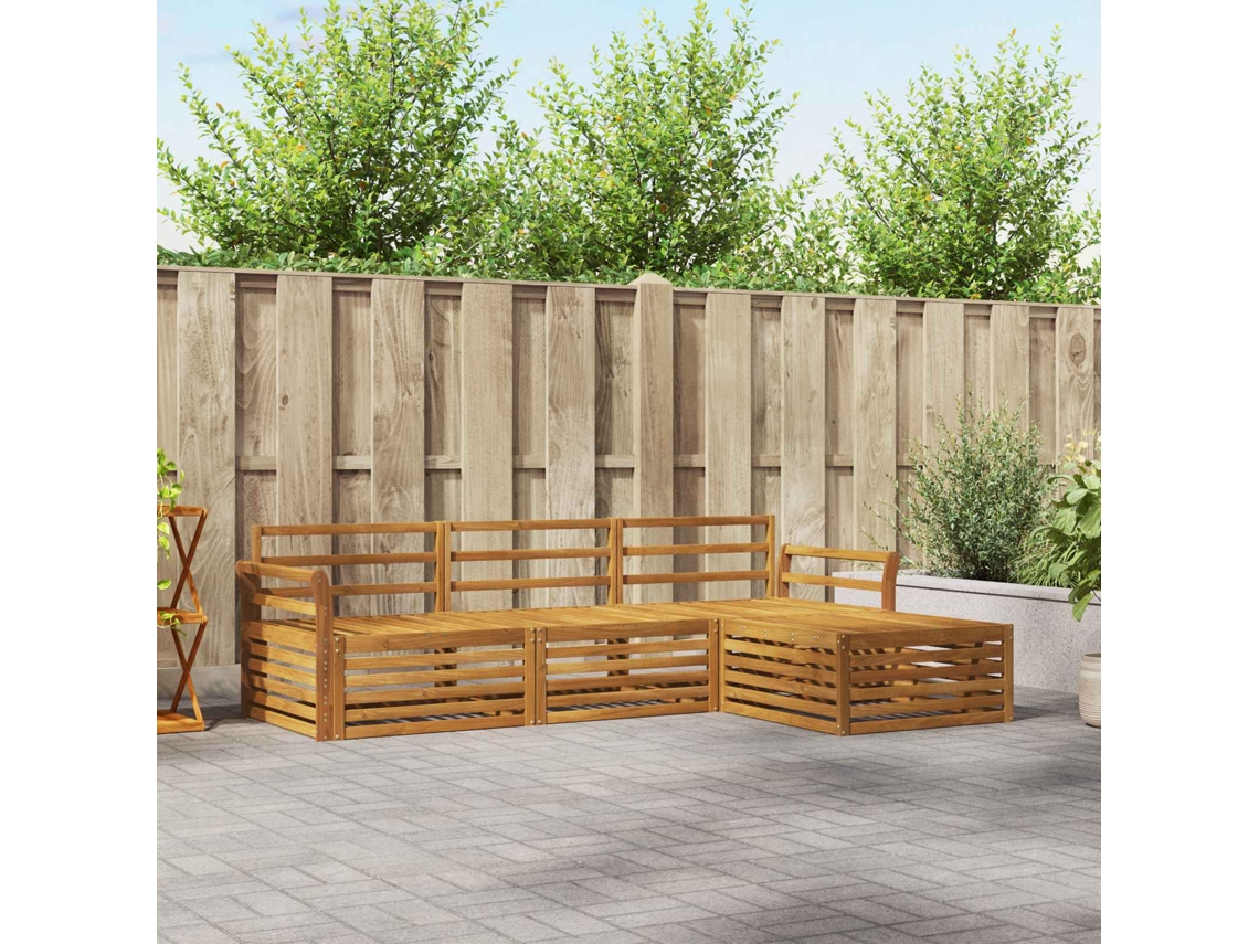Vidaxl Conjunto De Sofás Para Exterior Natural 254 X 162,5 X 73 Cm
