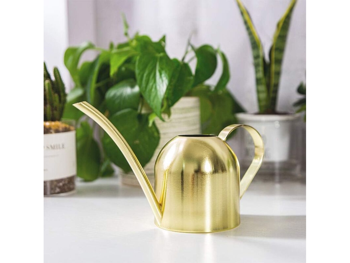 Regador de Aço Inoxidável, Pequeno, com Bico Longo, Ideal para Casa, Ambientes Internos e Externos, Jardim e Suculentas, 500 Ml AQUAFORGE (dourado)